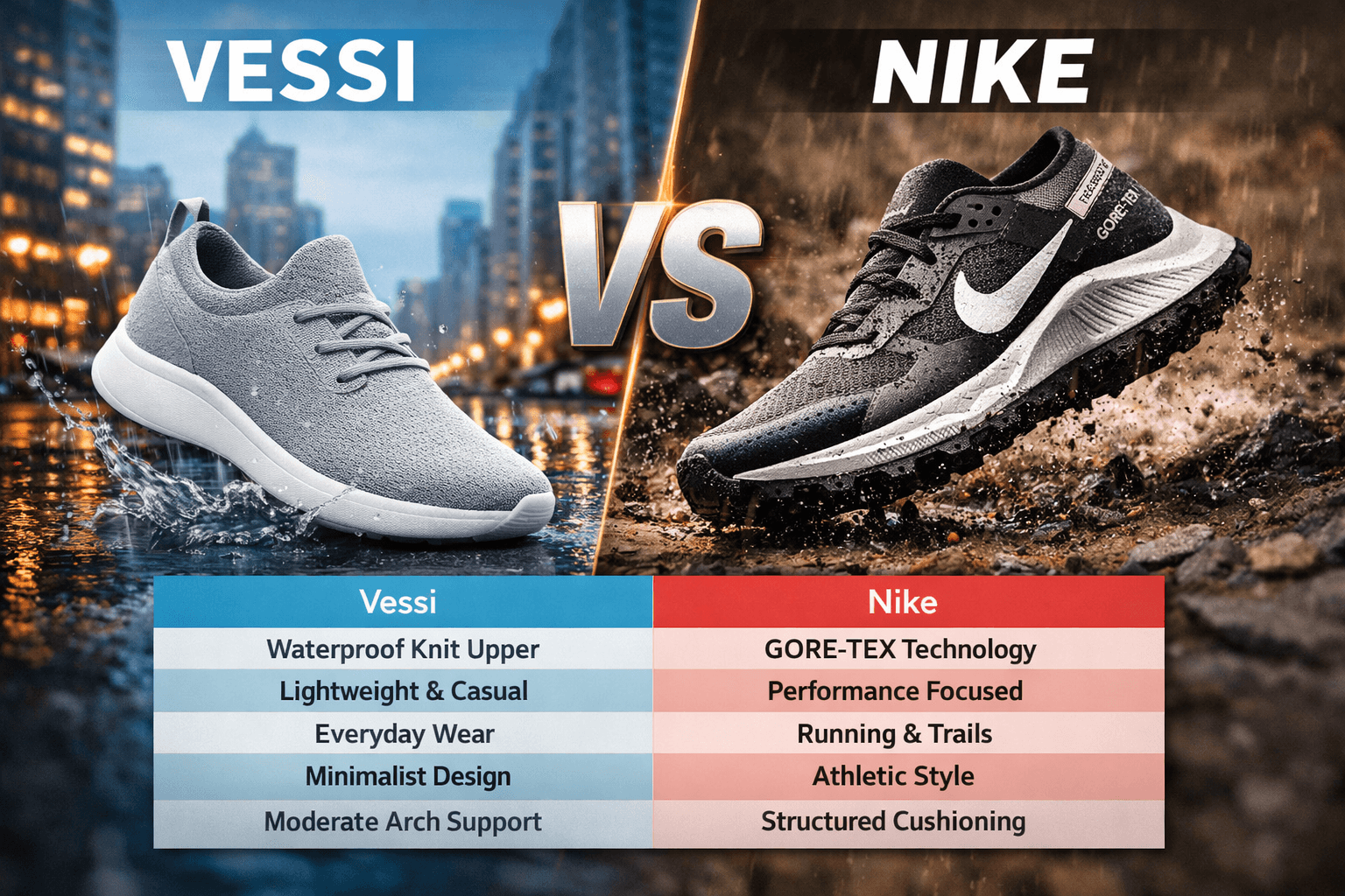 Vessi versus Nike Waterproof Shoes